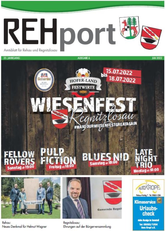 Amtsblatt der Stadt Rehau und der Gemeinde Regnitzlosau - REHport - 6/2022
