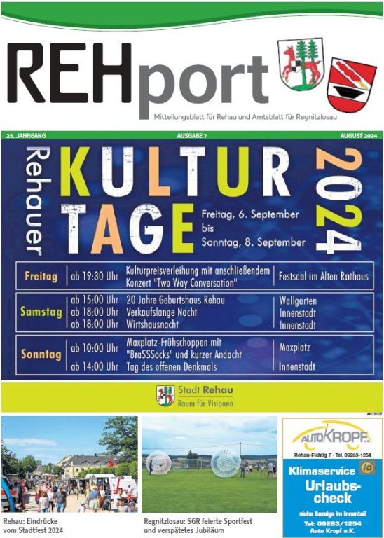 Amtsblatt der Stadt Rehau und der Gemeinde Regnitzlosau - REHport - 07/2024
