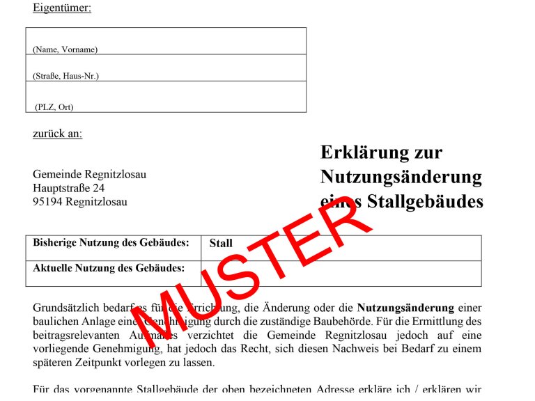 Erklärung zur Nutzungsänderung eines Stallgebäudes